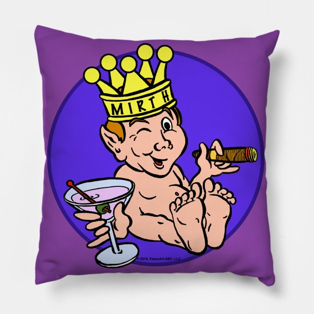 Mirthful Billiken w/Cigar & Martini Pillow by EssexArt_ABC