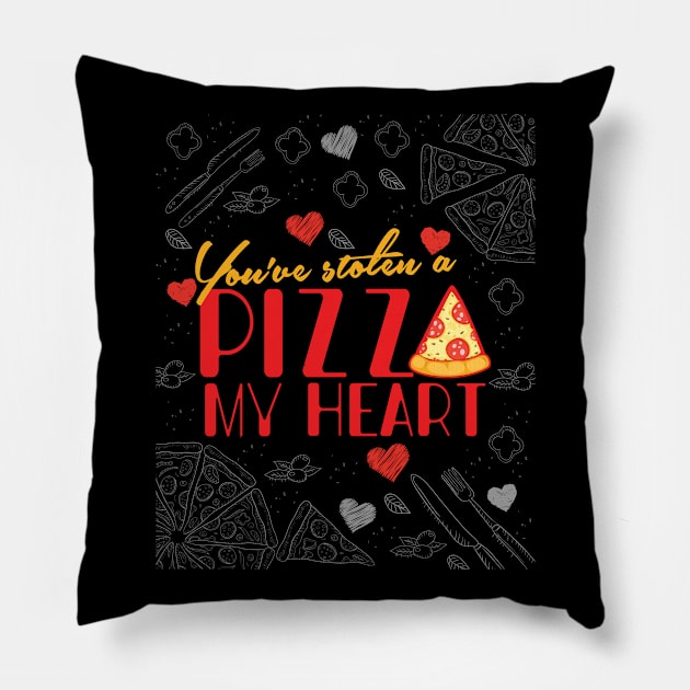 'You've Stolen a Pizza Heart' Sweet Valentines Lovers Gift Pillow by ourwackyhome