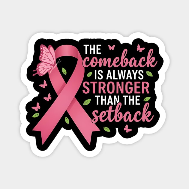 Breast Cancer Awareness Pink Butterfly - Stronger Than Setback Pink Ribbon Magnet by ArtistTee ⭐⭐⭐⭐⭐