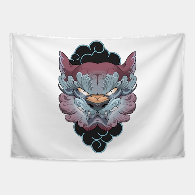 Chinese lion Tapestry by Vika_lampa_13