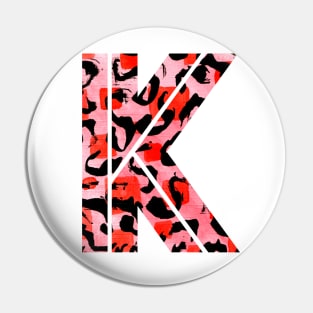 Abstract Letter K Watercolour Leopard Print Alphabet Red Pin