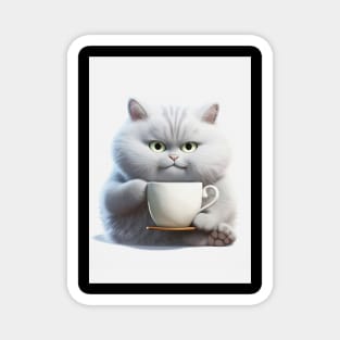 Funny Fat Cat Drinking Magnet