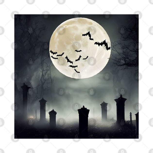 Graveyard Moon Backdrop Background by adorcharm