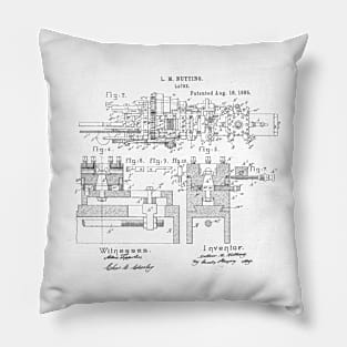 Lathe woodworking Vintage Patent Hand Drawing Pillow