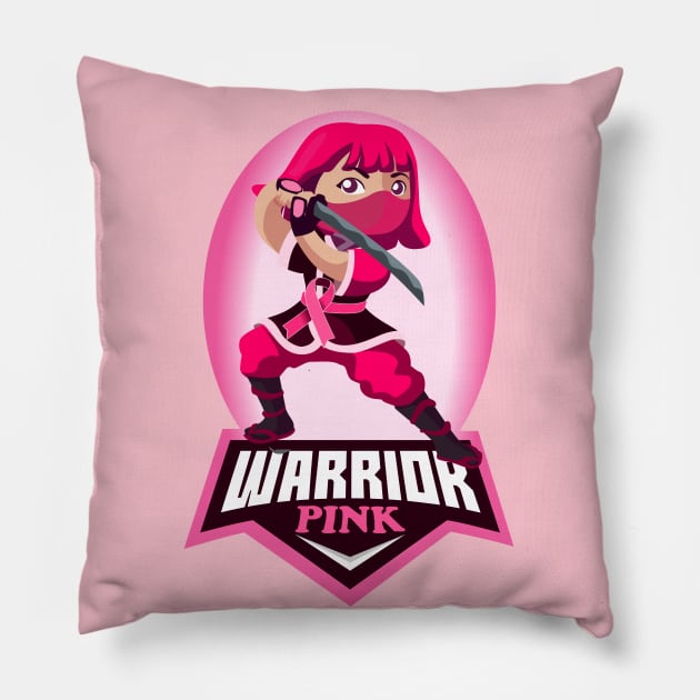 Breast Cancer Awareness, Pink Ribbon Warrior, Superhero Gift Pillow by vpgdesigns