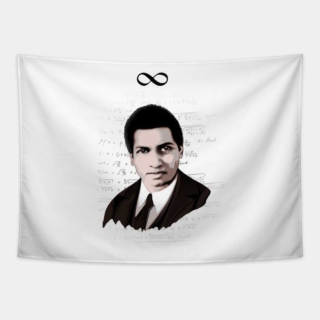 Srinivasa Ramanujan Tapestry by hereticwear