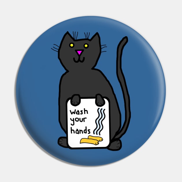 Cute Cats say Wash Your Hands Sign Pin by ellenhenryart