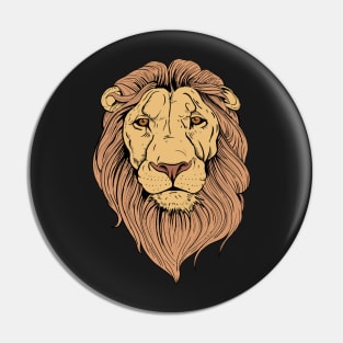 Lion Head with brown fur, majestic face and mane Pin