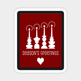 White Traditional Christmas candlelights Scandinavian  retro style , season’s Greetings Magnet