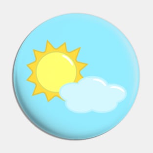 Cute Sun and Cloud Weather Icon in Light Blue Pin