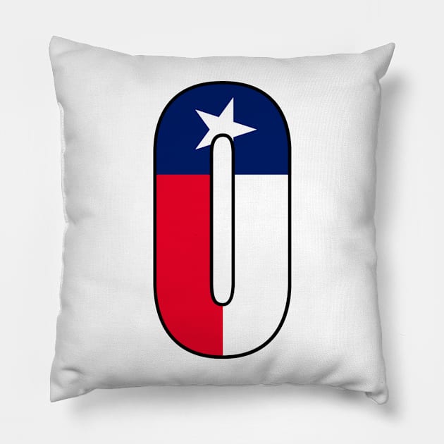 Number 0 Texas Flag Pillow by la chataigne qui vole ⭐⭐⭐⭐⭐