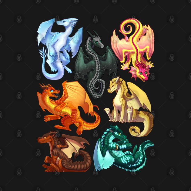 Wings of Fire: Jade Winglet Dragons - Moonwatcher, Winter, Qibli, Turtle, Kinkajou, Umber, Peril, - Wings Of Fire - T-Shirt