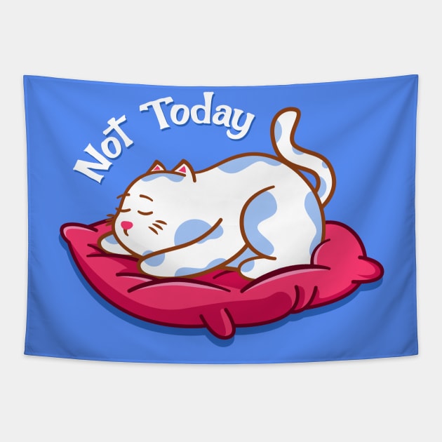 Not Today Cat Tapestry by Illustrasikuu