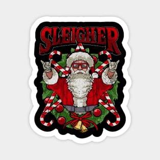 Sleigher Santa Claus Rocker Heavy Metal Christmas Magnet