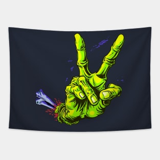 Zombie Hand Peace Sign Tapestry