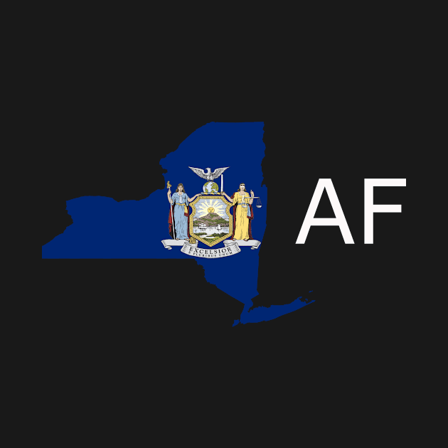 New York Flag State Outline AF (white) by Big Term Designs