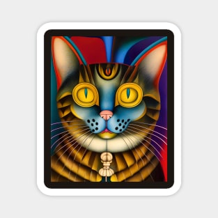 Cat Colorful Abstract Art Magnet