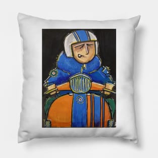Retro Scooter, Classic Scooter, Scooterist, Scootering, Scooter Rider, Mod Art Pillow