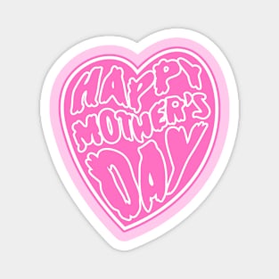 Happy Mother's Day Heart 2# Pink Psychedelic Art Nouveau Retrowave Text Magnet