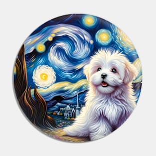 Starry Coton de Tulear Portrait - Dog Portrait Pin