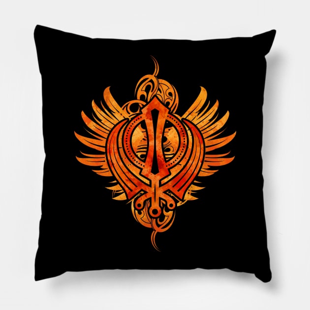 Decorative Sikh Khanda symbol Pillow by Nartissima