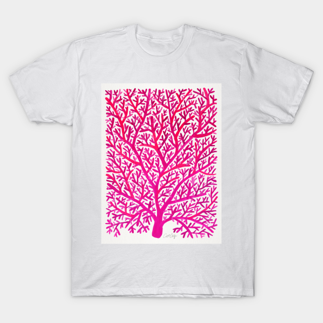 Discover fan coral pink ombre - Floral Design - T-Shirt