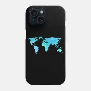 World Map Teal Phone Case