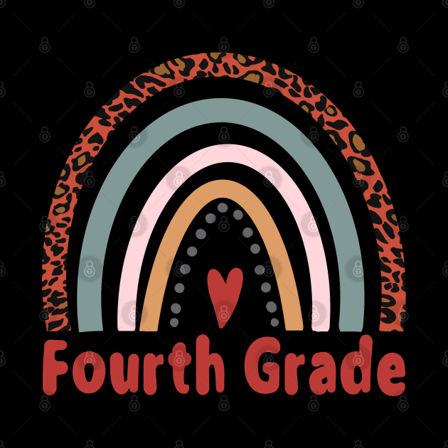 Fourth Grade T-shirt Gift Leopard Rainbow by The Little Store Of Magic