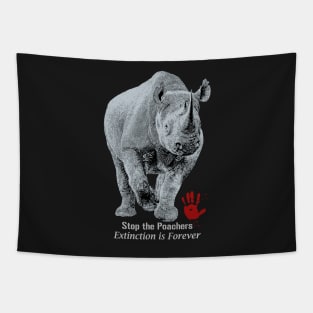 Black Rhino | Stop Poachers, Extinction is Forever Tapestry