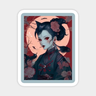 Anime vampire girl  ukiyo e art Magnet