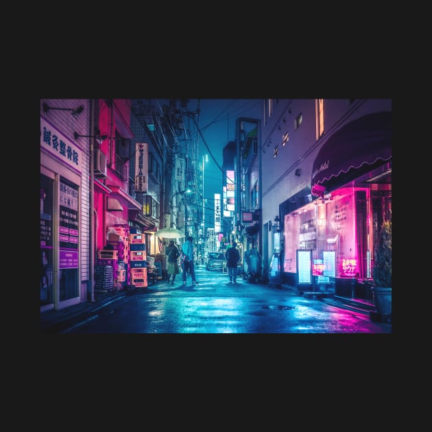 Tokyo Midnight Rain Pink and Blue aesthetic neon lights. by TokyoLuv