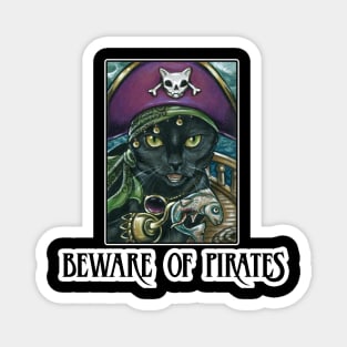 Beware of Pirates - Design 2 - Black Cat Magnet