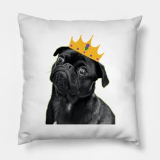 Black Dog with Crown Pillow