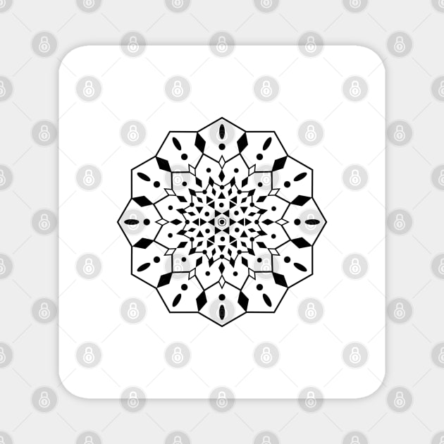 Black and white mandala Magnet by Spinkly