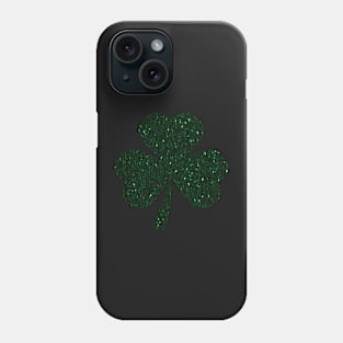 Patricks Day, Dark Green Faux Glitter 3 Leaf Clover Phone Case