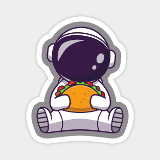 Astronaut Eating Taco Cartoon Magnet