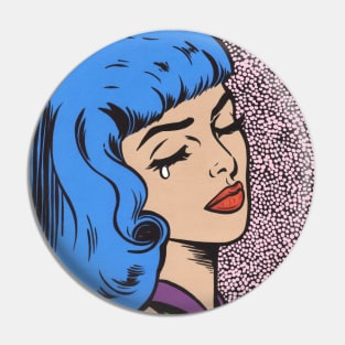 Blue Bangs Crying Comic Girl Pin