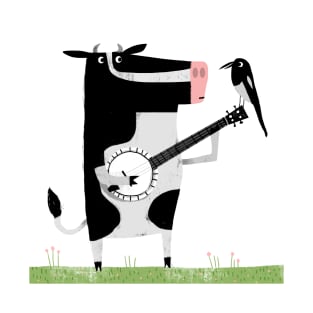 Banjo Cow with magpie T-Shirt