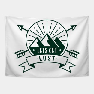 Let's Get Lost Adventure Mountain Camping Tapestry