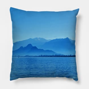 Blue ice mountain with ocean Pillow