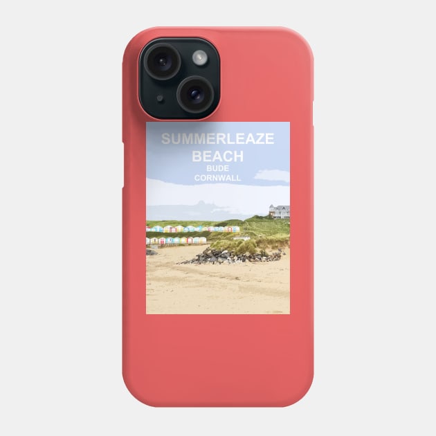 Bude Cornwall.  Summerleaze Beach Cornish gift Kernow Travel location poster Phone Case by BarbaraGlebska