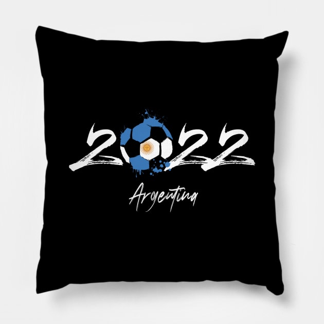 Argentina Soccer Qatar 2022, Funny Soccer Player Argentinian Tee Argentina Flag Girls Boys Pillow by Printofi.com