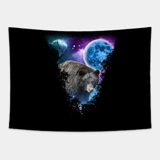 Black Bear MidNight Forest Tapestry