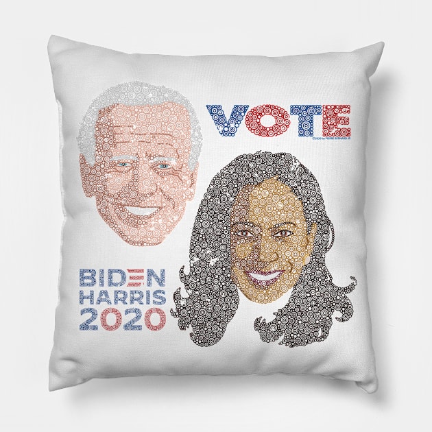 Distressed Vote For Joe Biden & Kamala Harris 2020 Circle Design Pillow by pbdotman