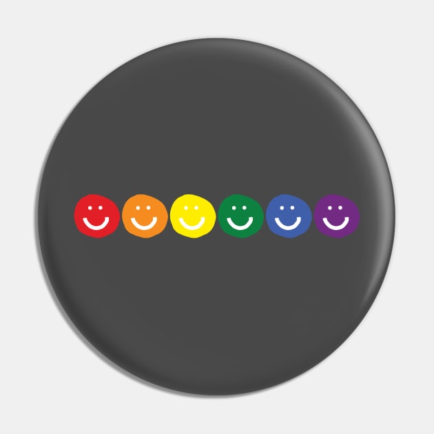 Smiley Faces Rainbow Pride Pin by ellenhenryart