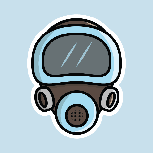 Full Face Gas Mask Sticker vector illustration. People safety objects icon concept. Full face respirator mask for smoke protection sticker design logo. by AlviStudio