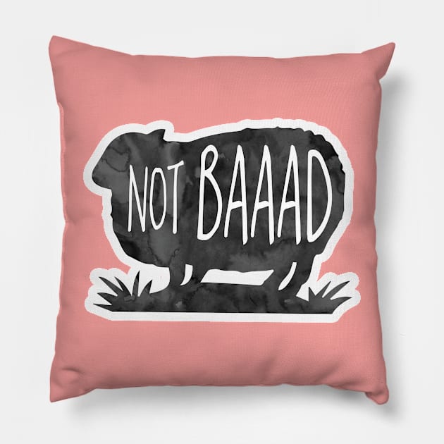 Not BAAAD - Funny Sheep Pun Pillow by Shana Russell