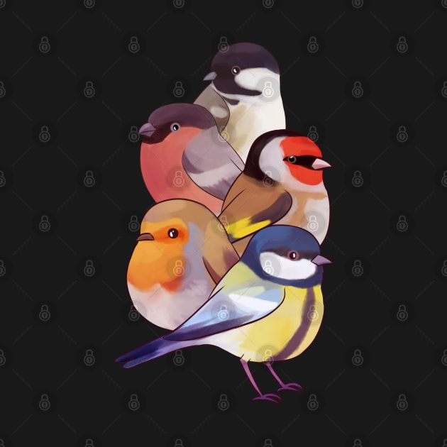 Cute European birds illustration by Yarafantasyart