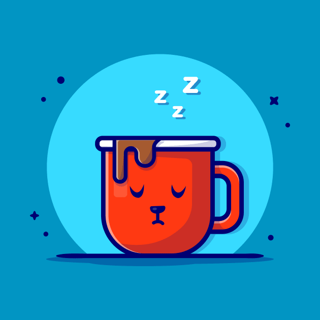 Cute Hot Coffee Sleeping Cartoon Vector Icon Illustration by Catalyst Labs