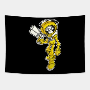 Yellow Skeleton Astronaut Tapestry